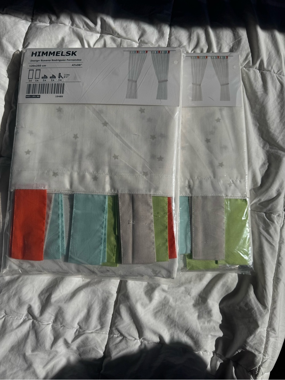 IKEA Curtain Panel with Colorful Tabs - White